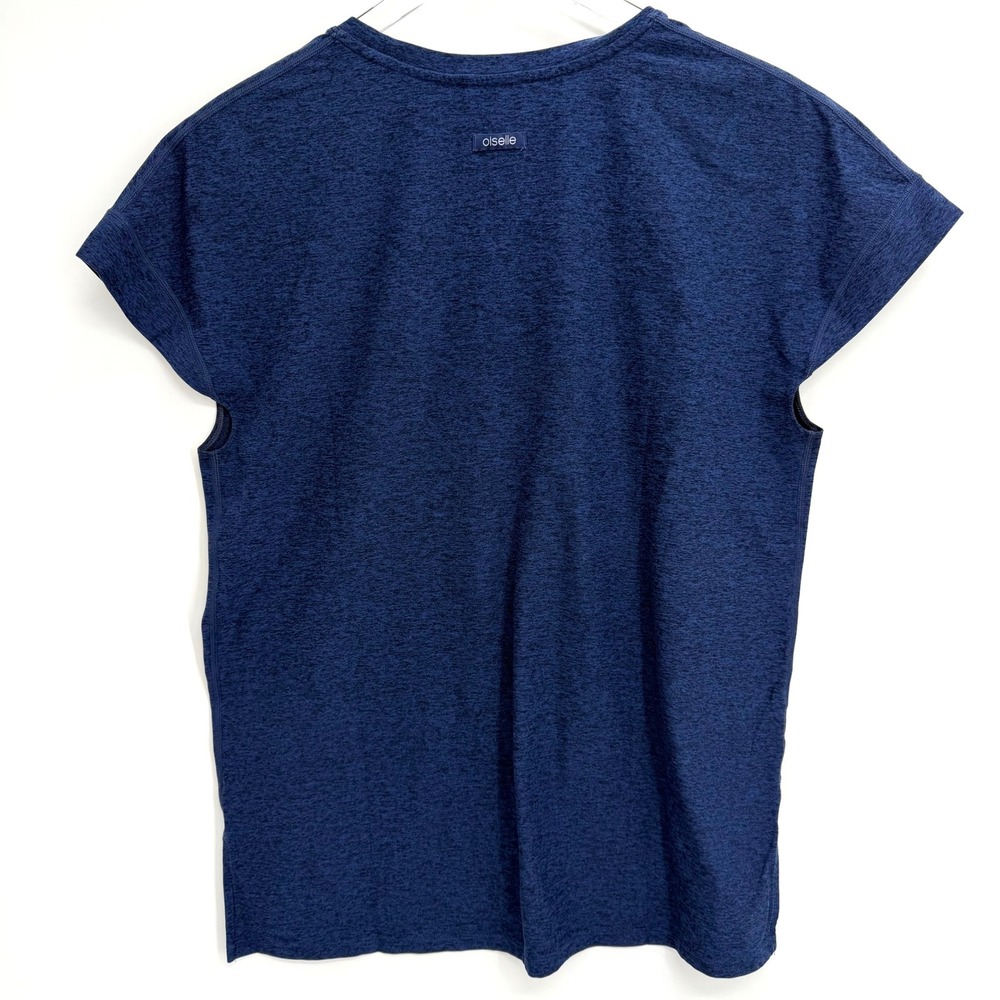 Oiselle Short Sleeve Running Top Blue Heather Size 12 Athletic Stretch Shirt - Picture 4 of 8